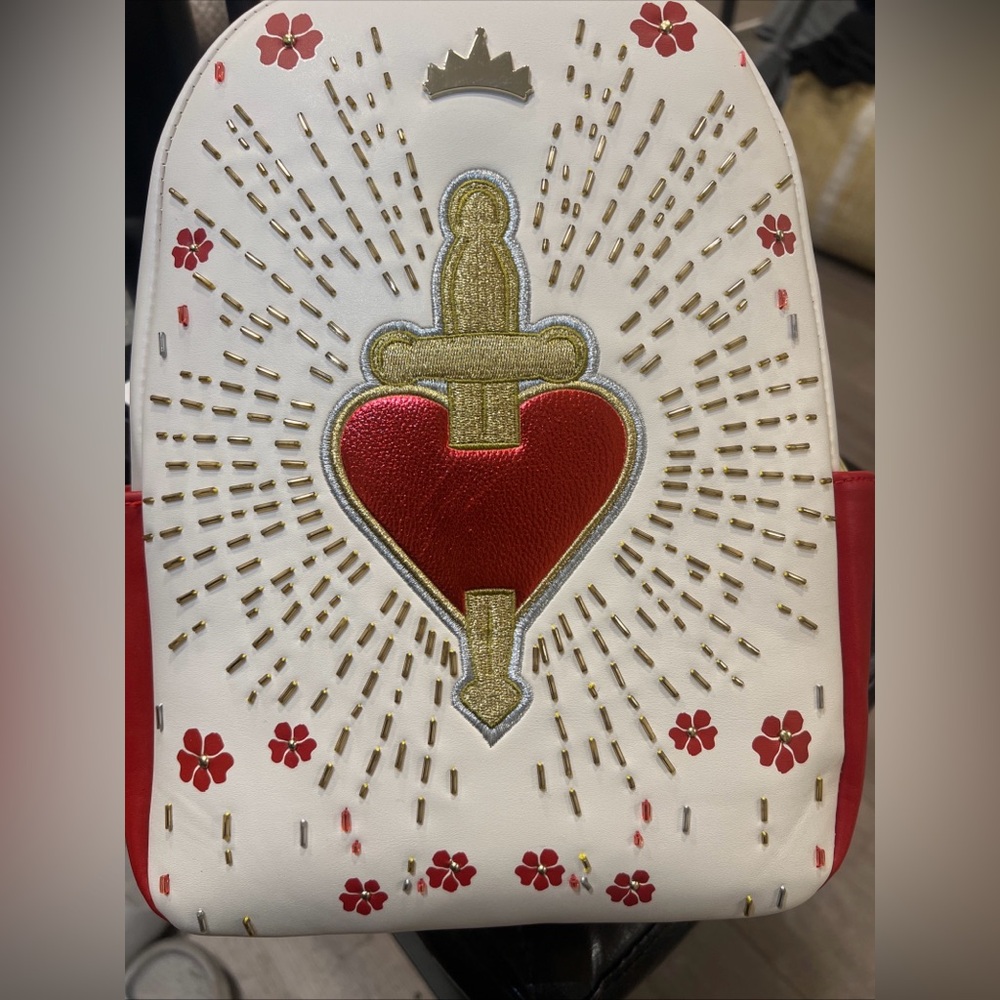 Stylish Red and White Heart Embellished Women's Bag